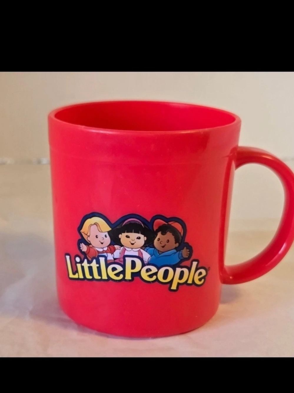Vintage Little People Red Plastic Cup Mug